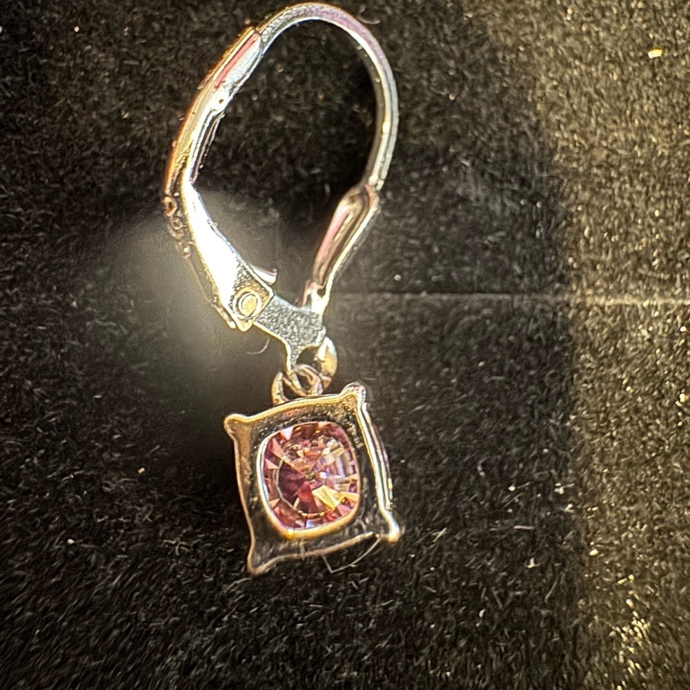 Moissanite Cushion Cut 2ctw Soft Pink Lever Back Earrings in Sterling Silver - Picture 4 of 5